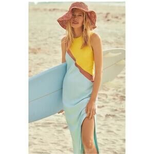 Anthropologie x Hutch Mesh Sleeveless Colorblock Dress Medium Beach Abstract